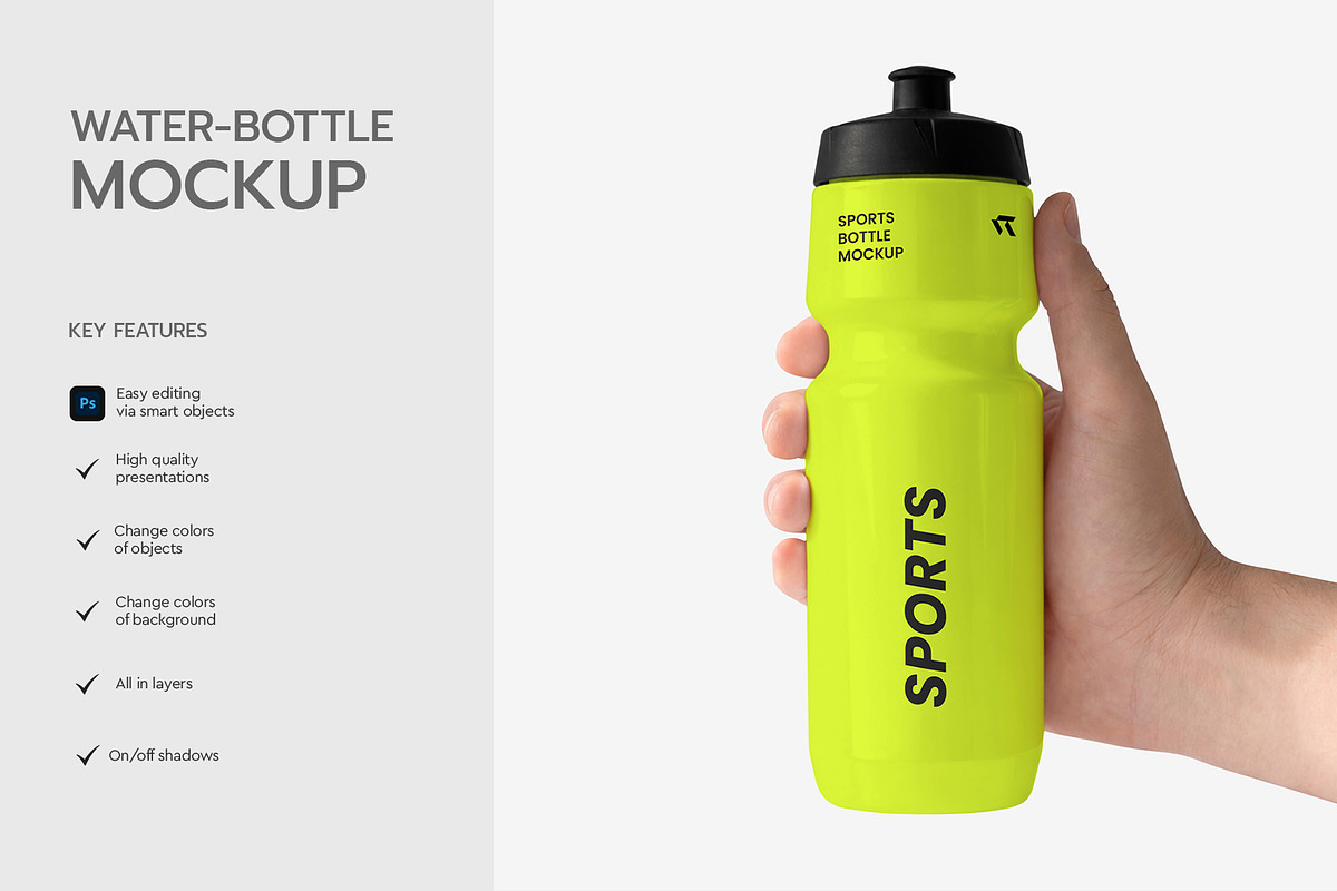Sports Water Bottle Mockup, a Packaging Mockup by graphypix (Photo 2 of 4)