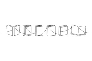 Stacked books in a one line. Minimal, an Education Illustration by GraphiShop