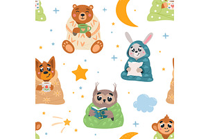 Cozy animals seamless pattern. Wild, an Animal Illustration by LadadikArt