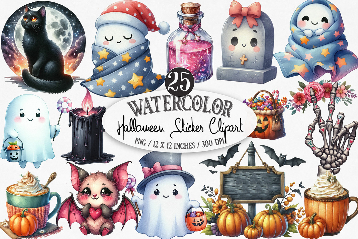 Halloween Sticker Png Bundle, an Illustration by Designking (Photo 1 of 4)