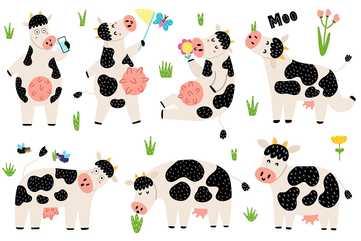 Moo Collection - Clipart & Patterns, an Animal Illustration by Gulnara Sabirova (Photo 3 of 12)