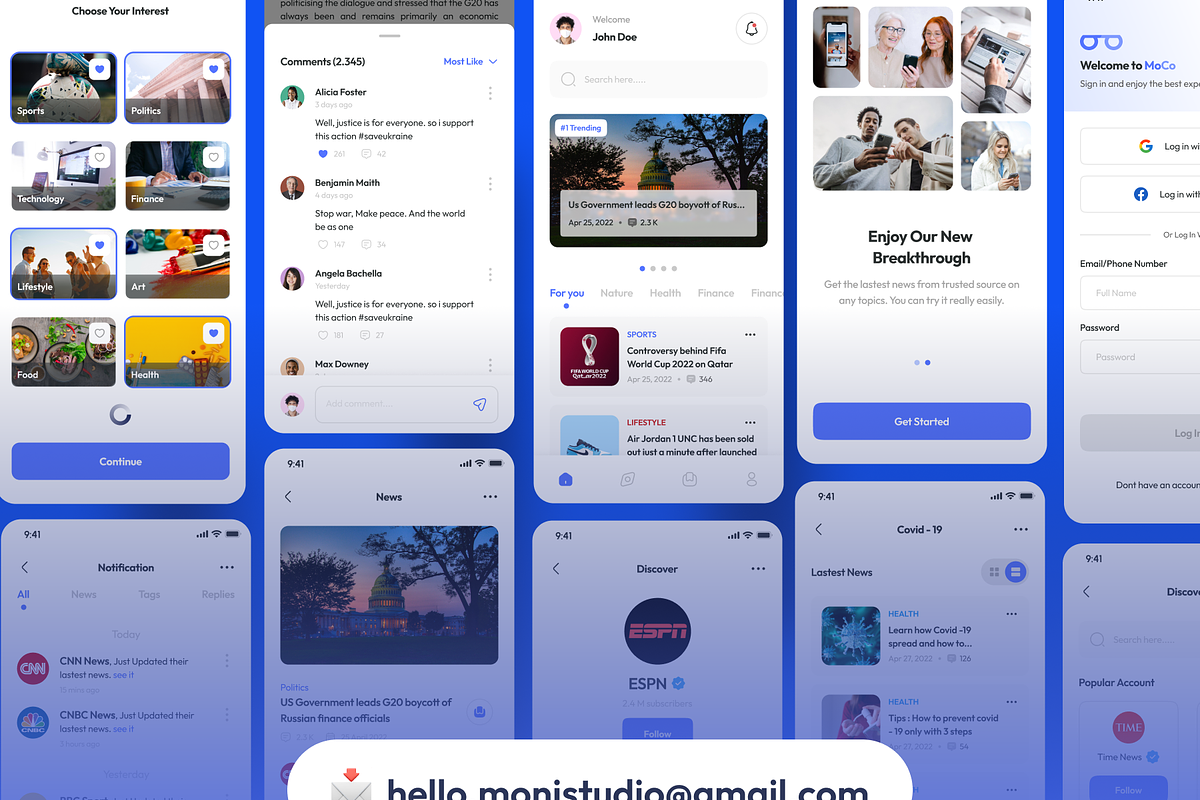 MoCo - News UI Kit App, an UI Kit Template by Moni Studio (Photo 6 of 6)