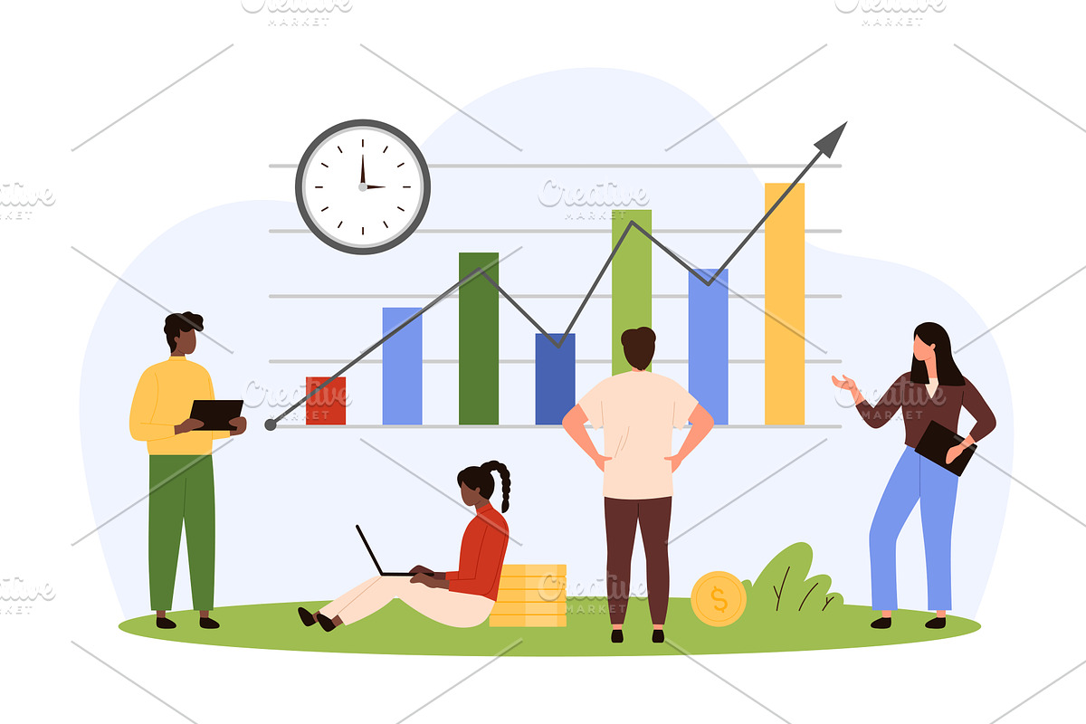 Stock market chart research, tiny, a Finance Illustration by Flashvector