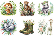 Watercolor Spring Safari Time, a Seasonal Illustration by DreamArtGraphic (Thumbnail 3 of 4)