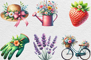 Summer Garden Watercolor Clipart, an Illustration by Black Bird Studio (Thumbnail 3 of 6)