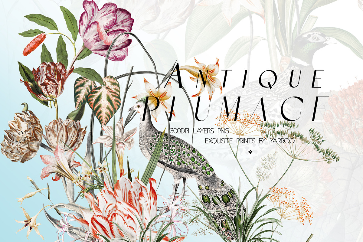 Antique Plumage – Botanical Pattern, a Pattern Graphic by YARROO (Photo 1 of 10)