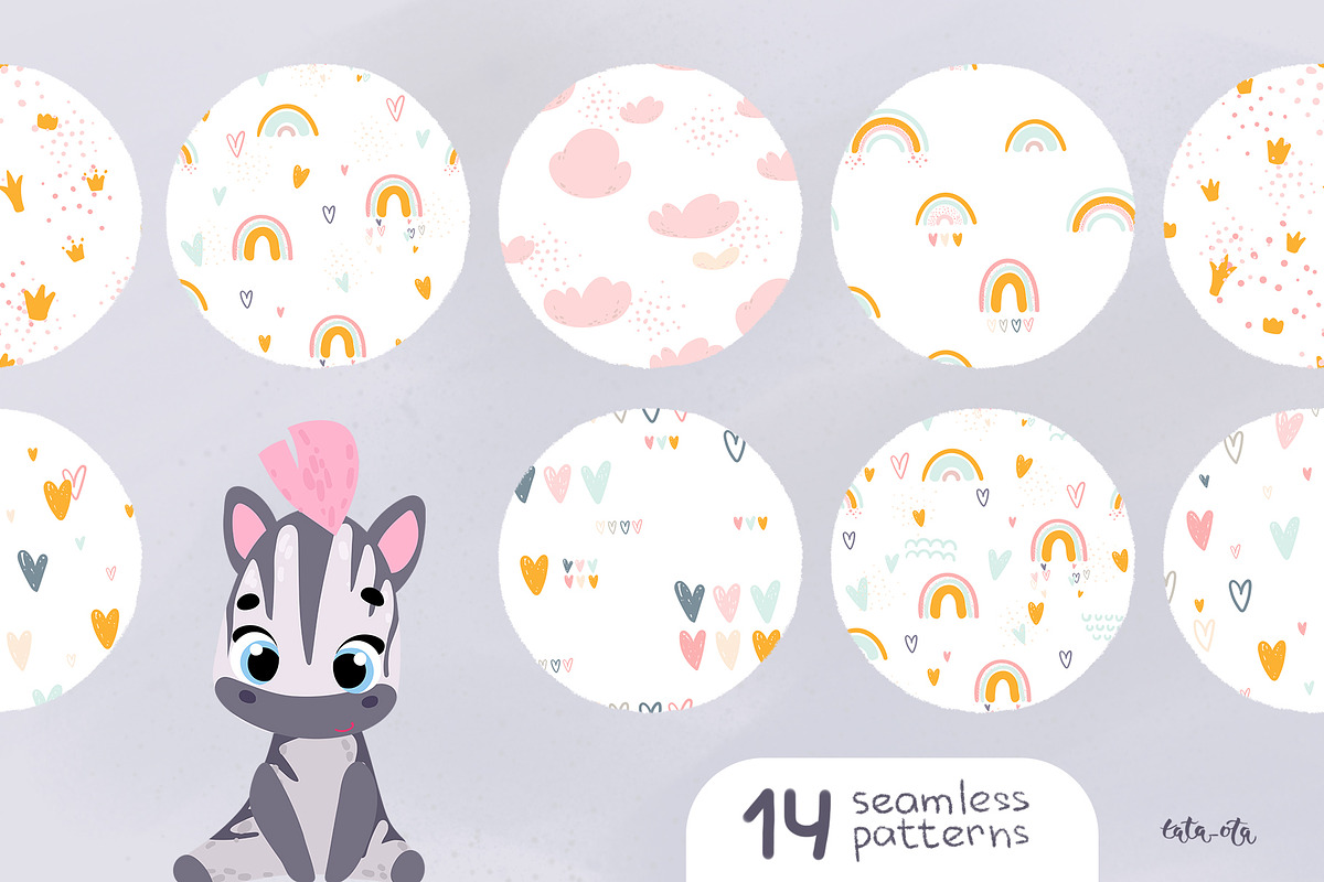 Baby animals and rainbow. clipart, an Animal Illustration by tata_ota (Photo 10 of 13)