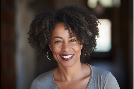 Middle aged black woman smiling, a Person Photo by Lermont51