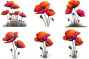 Spring Meadow Poppies Clipart, an Illustration by Designking (Thumbnail 5 of 5)