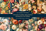 Vintage Floral Wallpaper Patterns, a Pattern Graphic by NadiaTheronArt (Thumbnail 1 of 5)