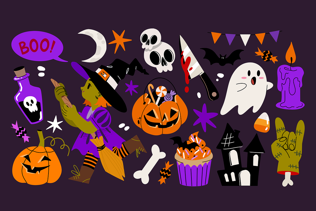 Halloween clipart collection, a Seasonal Illustration by UnaAnya (Photo 2 of 6)