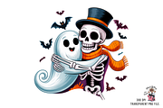 10 Cute Skeleton Hugging Ghost PNG, an Illustration by Clipart Bloom (Thumbnail 2 of 11)