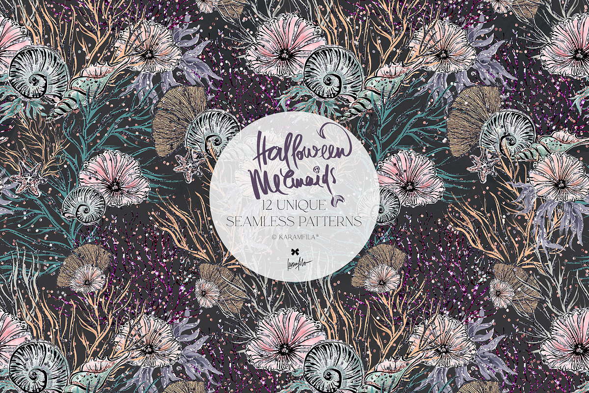 Halloween Mermaids Spooky Patterns, a Pattern Graphic by KaramfilaS (Photo 10 of 19)