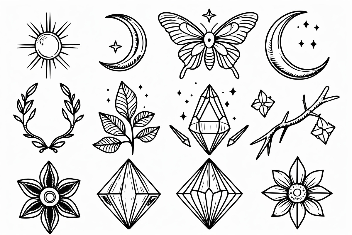 Mystic Boho Crystal & Nature Icons, an Illustration by Designer_Momina (Photo 5 of 7)