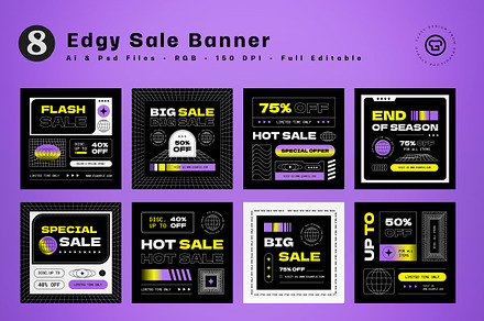 Sale Banner Edgy, an UI Kit Template by graphicook