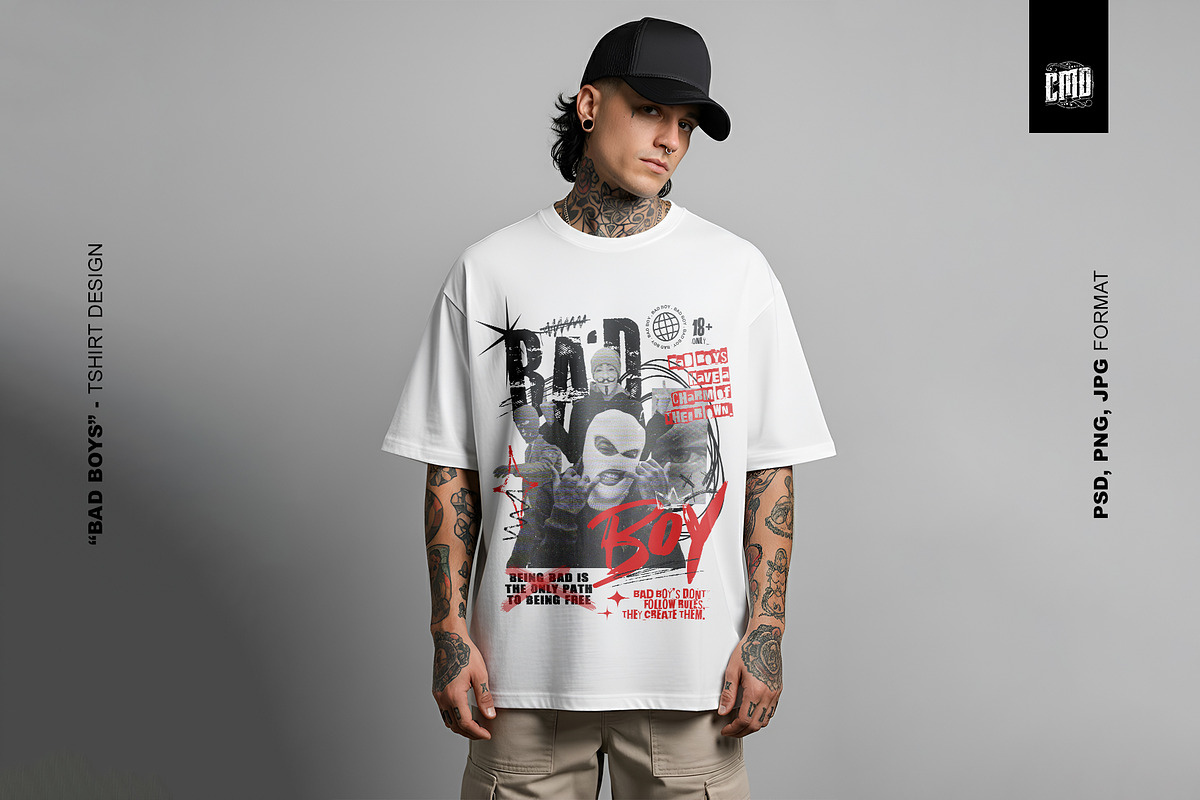 Bad Boys Streetwear T-Shirt Design, an Object Graphic by Cmd Project (Photo 4 of 9)