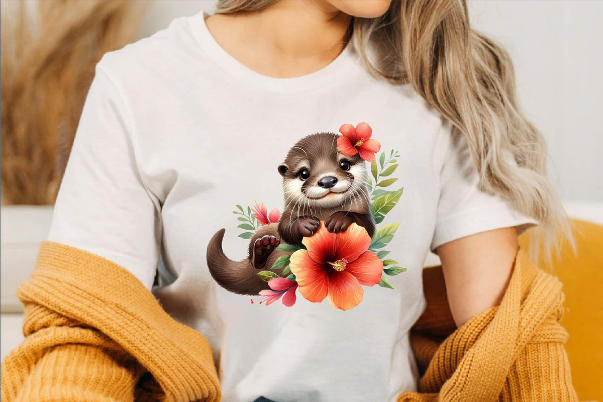 Watercolor Playful Otter Pups Subli, an Illustration by SVGArt (Photo 3 of 8)