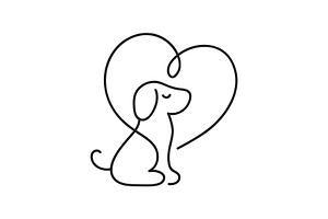 Love animal logo with dog and heart