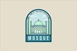 mosque architecture emblem logo line, a Branding & Logo Template by zyxroun shop