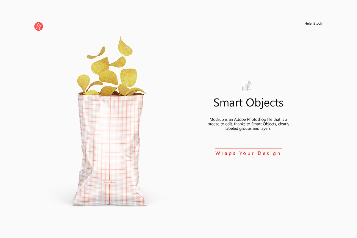 Opened Glossy Snack Package Mockup, a Packaging Mockup by HelenStock (Photo 3 of 8)