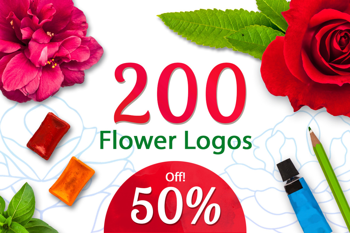 50% Off! 200+ Flower Logos Bundle, a Branding & Logo Template by Daria Volyanskaya (Photo 1 of 6)