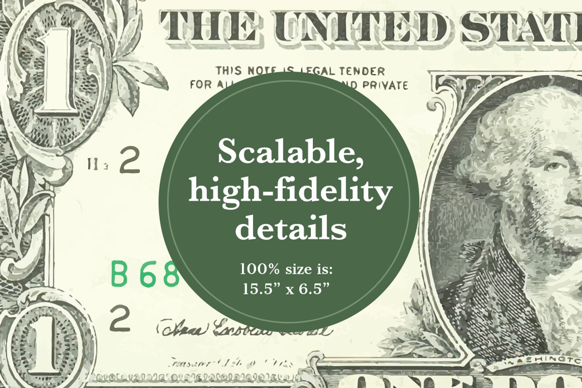 Hi-Res Vector $1 USD Front & Back, an Object Graphic by Theresa Barba (Photo 2 of 5)