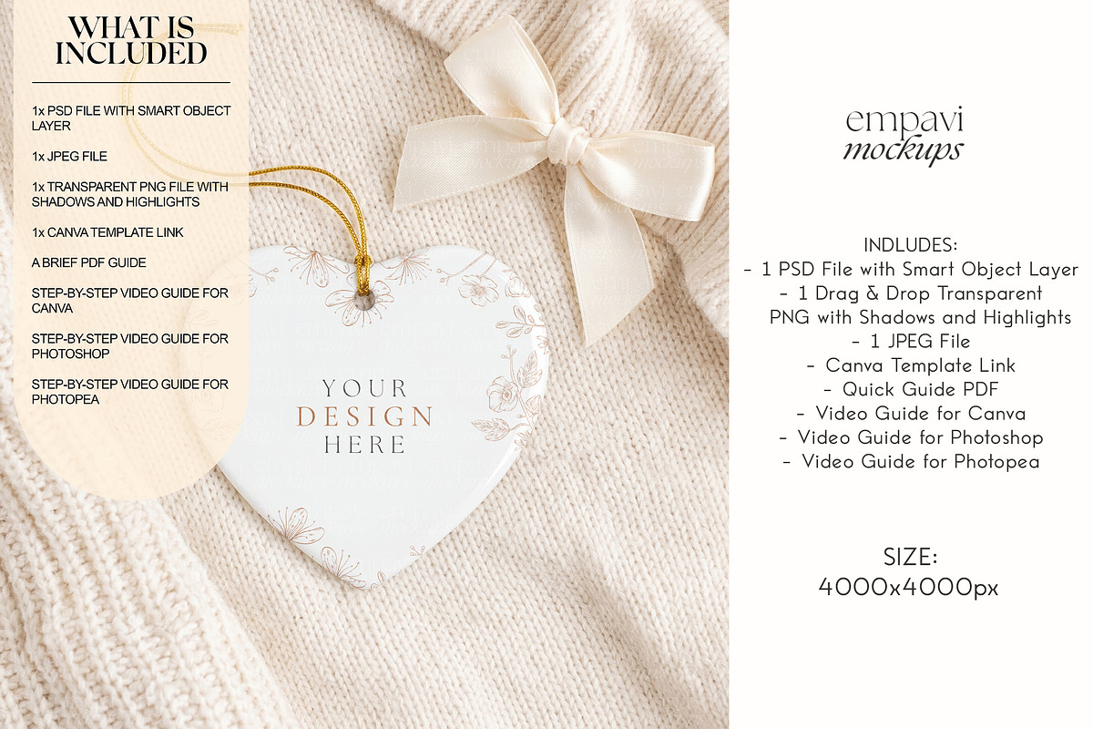 Heart Ornament Mockup, a Household Mockup by EmpaviMockups (Photo 5 of 6)