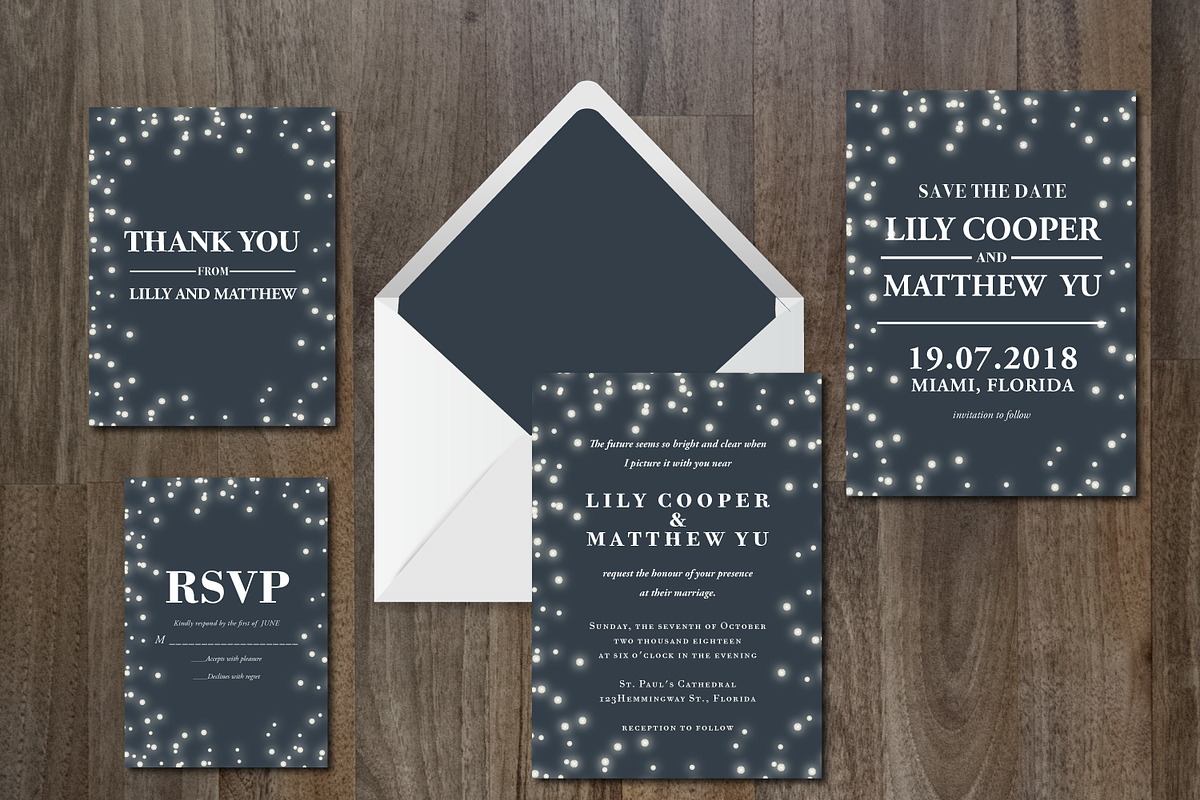 Wedding Invitation Suite Dreamy, an Invitation Template by aticnomar