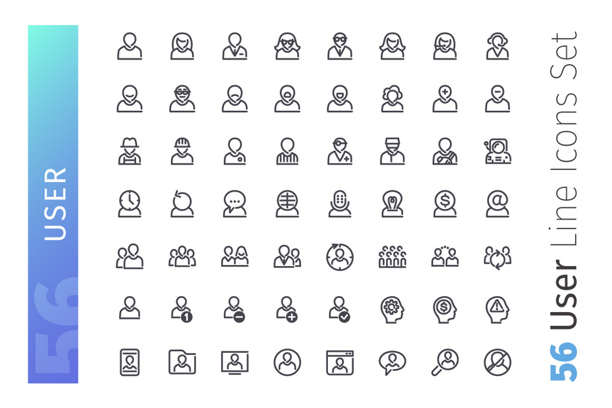 User Line Icons Set, an Outline Icon by Voysla's Shop (Photo 2 of 4)