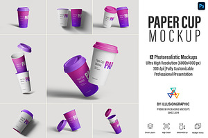 Paper Cup Mockup - 12 Views, a Cups & Container Mockup by Illusiongraphic