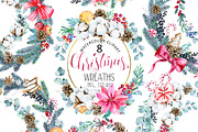 Christmas Watercolor Wreaths Clipart, an Illustration by SimpleWishesArt (Thumbnail 1 of 6)