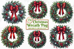 Christmas Wreath PNG Clipart Bundle