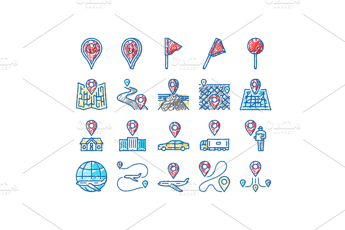 location pin map point icons hand, an Object Illustration by pikepicture