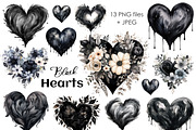 Black hearts PNG valentines clipart, a Decorative Illustration by Whimsy Brush Studio (Thumbnail 1 of 6)