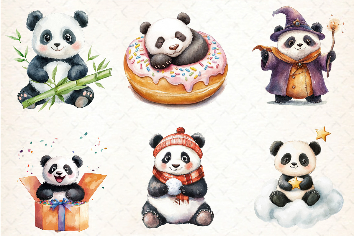 Cute Panda Clipart Bundle, an Illustration by DreamCafeArt (Photo 3 of 5)