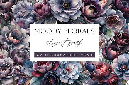 Moody Florals Clipart, a Graphic by Velvet Muse