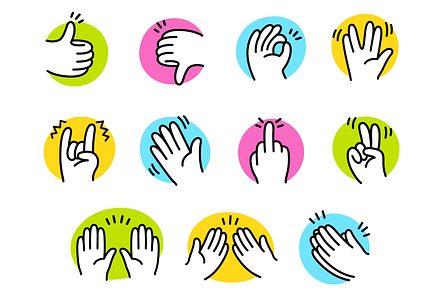 Cartoon Doodle Hand Gestures, a Duotone Icon by Irina Mir