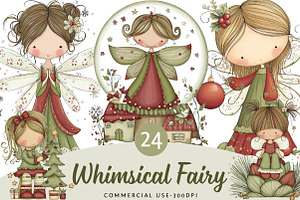 Whimsical Christmas Fairy Clipart, an Illustration by DreamPrint404