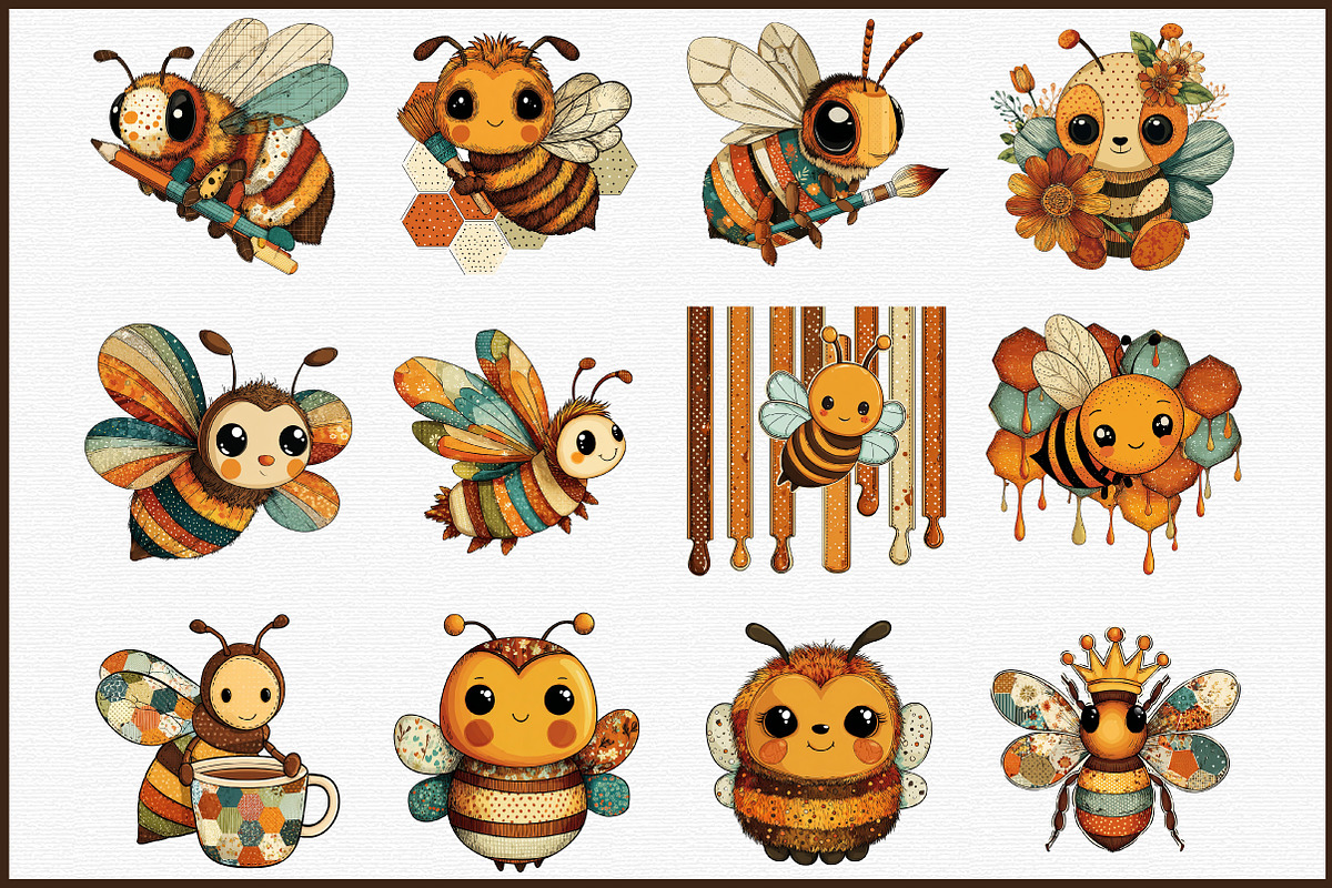 Quirky Funny Bee Clipart, an Illustration by Sublimation Artist (Photo 3 of 6)
