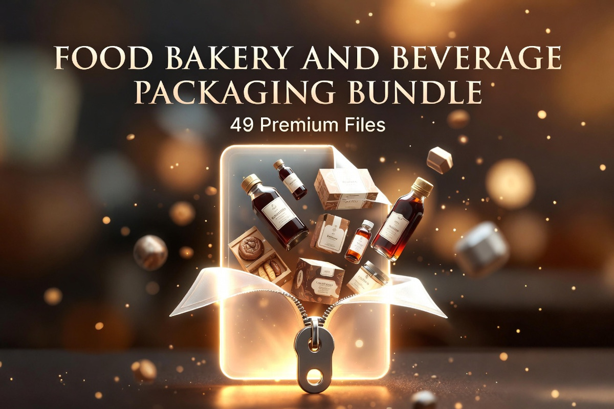 Food Bakery Beverage Pack Mockups, a Packaging Mockup by Dreamanart (Photo 2 of 3)