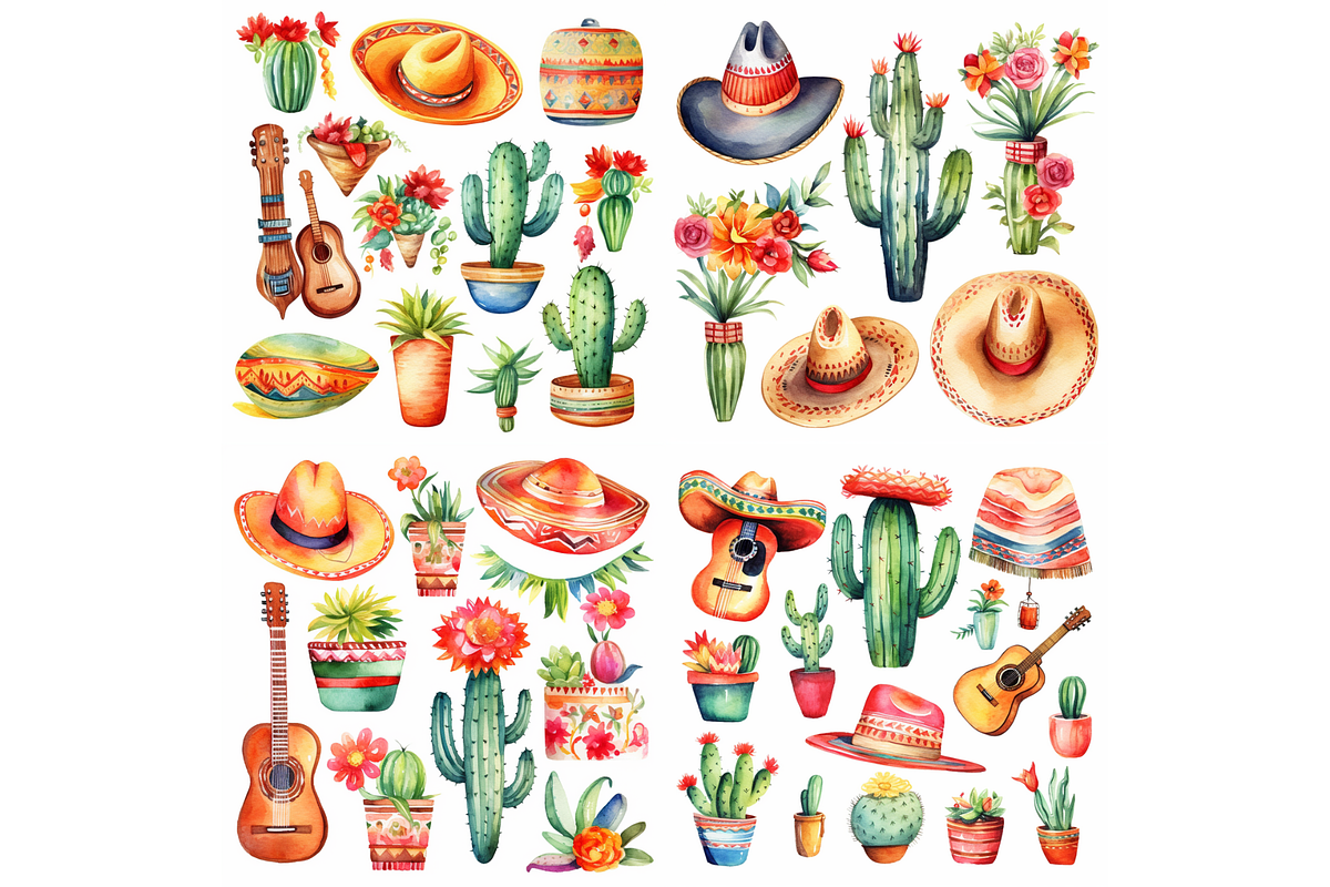 Prompt Mexican Folk Clipart, a Decorative Illustration by Creative design (Photo 3 of 7)
