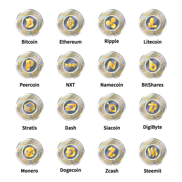 Set of cryptocurrency coins, an Object Graphic by BestPics