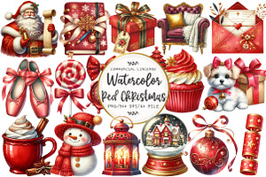 Red Christmas Clipart, an Illustration by OK Design