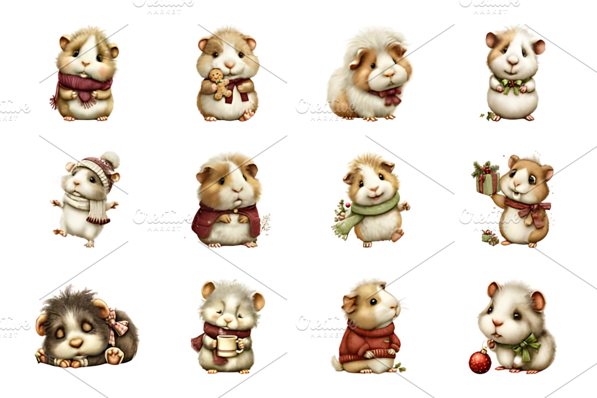 Artistic Christmas Guinea Clipart, a Seasonal Illustration by Design Art (Photo 2 of 5)