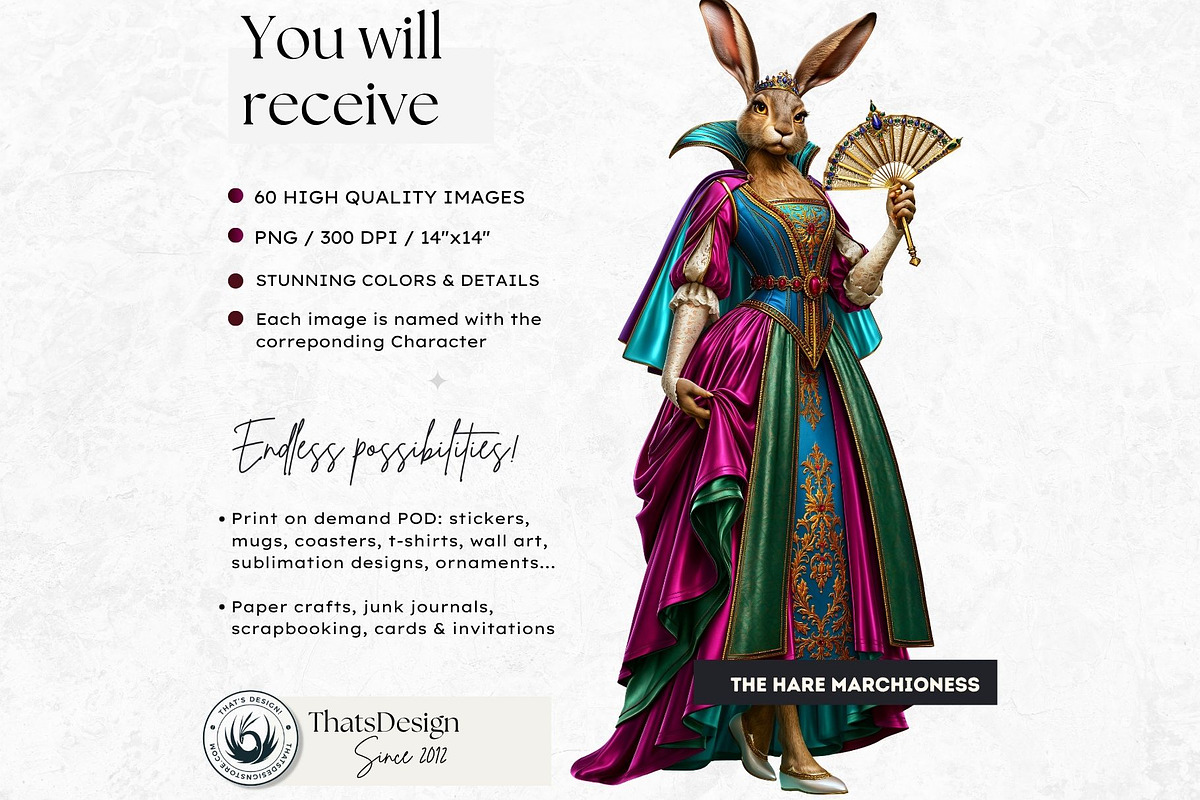 Gilded Menagerie Royal Animals, an Animal Illustration by ThatsDesignArt (Photo 2 of 13)