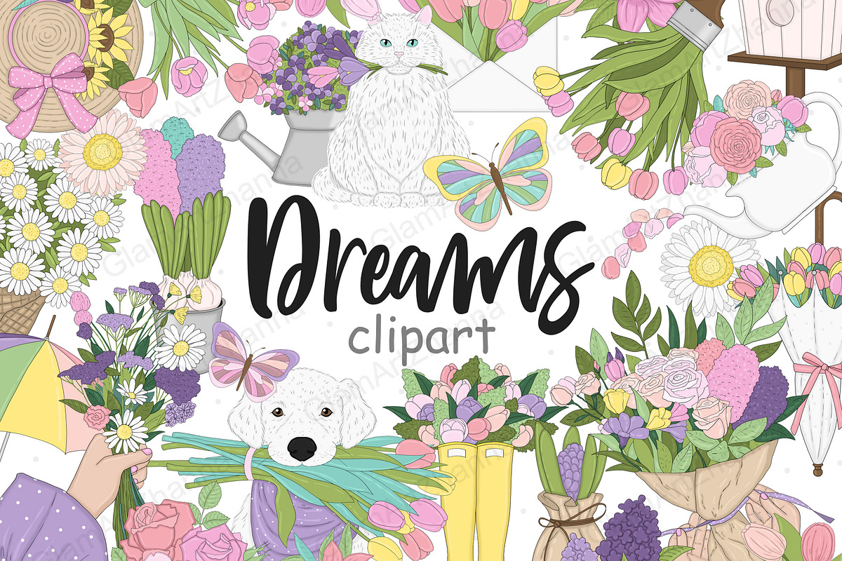 Dreams Clipart | Pastel Illustration, a Seasonal Illustration by GlamArtZhanna (Photo 1 of 5)