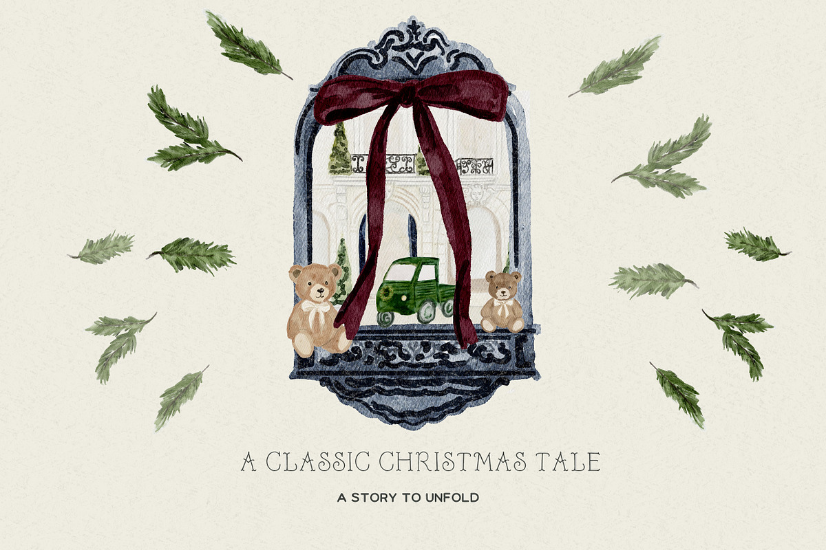 Classic Christmas Watercolor & Cards, an Object Graphic by Laras Wonderland (Photo 3 of 12)