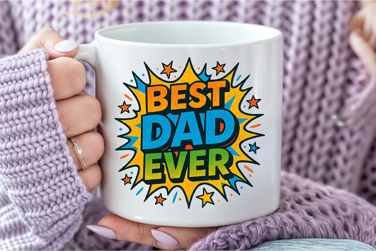 BEST DAD EVER Comic Style PNG, an Illustration by DreamCafeArt (Photo 6 of 6)