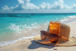 Relaxing at the beach with a refresh, a Photo by Tanuart