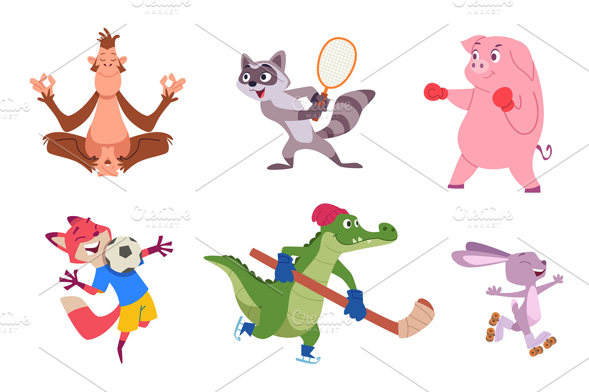 Animals sport. Cartoon characters, an Animal Illustration by Onyx